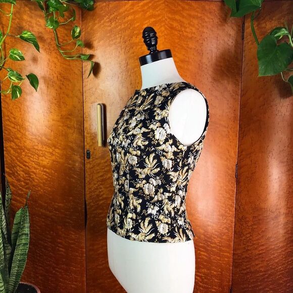 50’s 50s VINTAGE PEACOCKS Metallic Lame Blouse M L - Picture 6 of 10